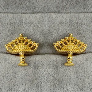Golden Menorah cufflinks for men's shirts featuring intricate beaded metalwork