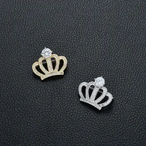 Broche Couronne Princesse Élégante Pour Femmes Or Argent Plaqué Cuivre Zirconium Strass Pin Pour Costume Robe Banquet Fête Bijoux