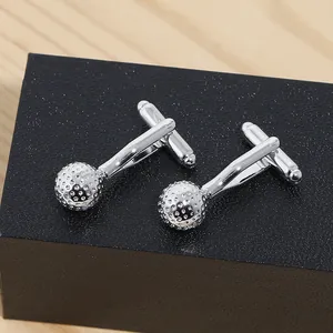 Gemelli da polso in argento a forma di pallina da golf con texture realistica da uomo