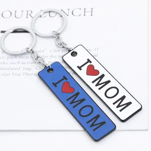 Set portachiavi smaltato creativo per la mamma con ciondoli blu e bianchi I Love Mom
