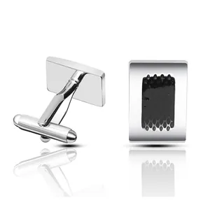 Heren Franse Manchetknopen Rechthoekig Zwart Emaille Business Casual Koperen Manchetknopen Voor Heren Overhemd Pak Accessoires