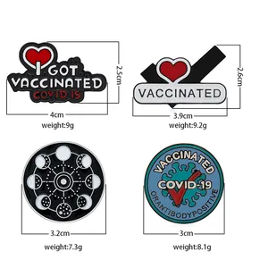 Creative medical enamel pins set featuring vaccine recognition badges in alloy metal finish