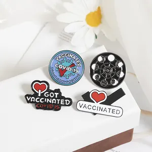 Creative Medical Series Vaccinated Memorial Badge Alloy Enamel Brooch Pin For Clothes Backpack Hat Unisex Jewelry