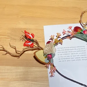 Diadema de Cuernos de Reno de Navidad Estilo Bosque para Mujeres Niños Flor Mariposa Hada Fiesta Accesorios para el Cabello Tocado