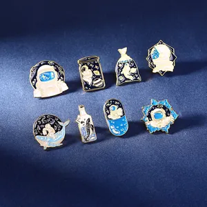 Creative Astronaut Space Whale Enamel Pin Alloy Brooch Fantasy Starry Sky Badge Pin Jewelry For Clothing Bags Backpack Unisex Gift