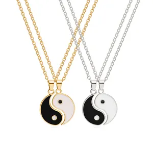 Yin Yang necklaces set in gold and silver finish for best friends or couples
