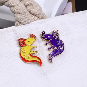 Cartoon Axolotl Enamel Brooch Pin Set Alloy Animal Salamander Badge Cute Clothes Lapel Pin Fashion Jewelry For Women Men Bag Accessory