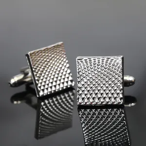 Minimalist Alloy Square Grid Pattern French Cufflinks For Men Fashion Business Formal Shirt Cuff Links Jewelry Accessory Gift