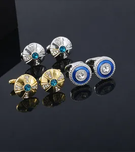 Détails de boutons de manchette luxe pour hommes avec zircon cristal et motifs vintage