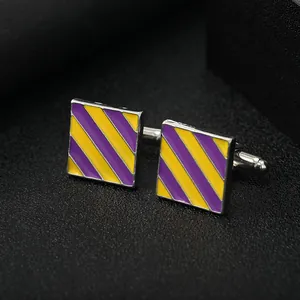 Business Cufflinks Alloy Enamel Striped Geometric Shirt Cuff Links For Wedding Formal Suit Accessories Men Gift