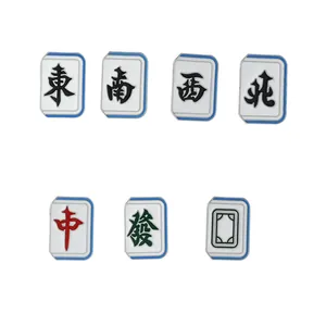 Chinese Mahjong enamel brooch pins set featuring East South West North Zhong Fa Bai icons