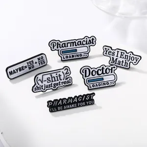 Set of 6 math formula and career enamel pins made of zinc alloy in black and white finish