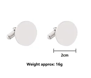 Macro view of polished round stainless steel cufflinks with T-shaped secure swivel back