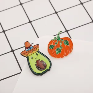 Broche Pin's Émaillé Dessin Animé Avocat Avec Sombrero Et Formes De Citrouille Alliage Bijoux De Mode Pour Femmes Hommes