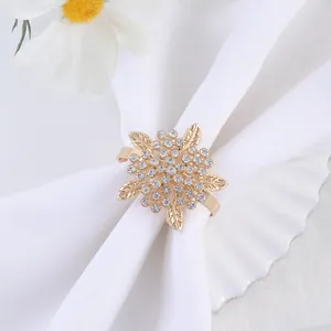 Lussuoso Portatovagliolo in Lega con Strass a Forma di Fiore Design a Foglia Dorata Decorazione da Tavola per Matrimonio Banchetto Festa Casa