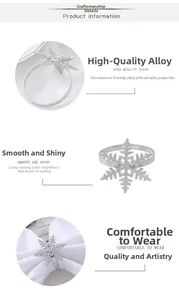 Close-up of silver snowflake napkin ring made of premium alloy with polished finish