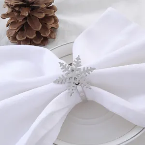 Ronds de Serviette Flocon de Neige Argentés Alliage Métallique Creux Boucles de Serviette Pour Décoration de Table de Noël