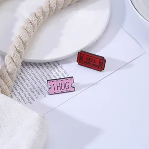 Hell Admit One en 1 Hug ticket emaille speldjes set voor tassen en kleding accessoires