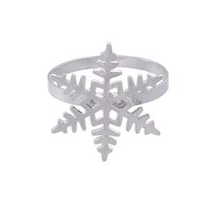 Ronds de serviette flocon de neige argentés en alliage pour décoration de table de Noël