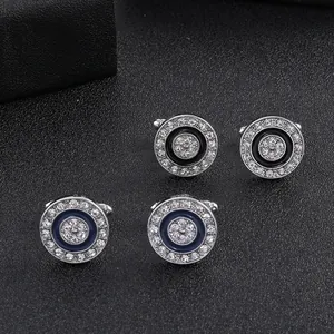 Boutons de Manchette Homme Business Alliage Strass Géométrique Rond Octogone Émail Chemise Française Mariage Fête Bijoux Accessoires Cadeau