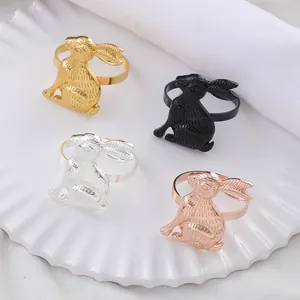 Easter bunny alloy napkin rings set in gold, silver, black, and rose gold finishes