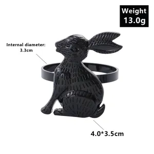Glossy black bunny napkin ring with 3.3cm diameter for Easter table decor