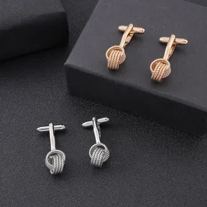 Elegante Herren-Manschettenknöpfe mit Knotendesign in poliertem Roségold und Silber
