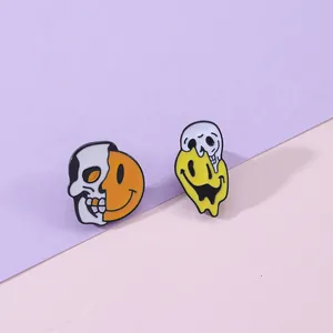 Broches créatives d'Halloween avec visage souriant fondant et crâne en alliage de métal