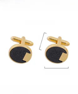 Détails de boutons de manchette ronds noir et or avec dimensions 1,8 cm diamètre