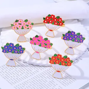 Set de 6 servilleteros de esmalte con forma de rosa para decoración elegante de bodas
