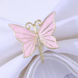 Servilleteros de Mariposa de Aleación Esmalte Diamante de Imitación Soporte para Servilletas para Boda Banquete Decoración de Mesa Hogar Cena Fiesta