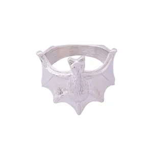 Silver bat napkin ring with detailed wings for Halloween party table decorations
