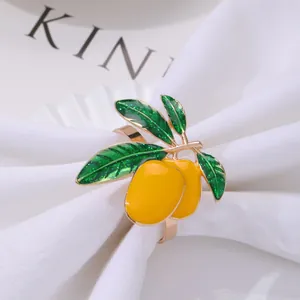 Alloy Enamel Fruit Napkin Rings Lemon Mango Shaped Napkin Buckle For Hotel Restaurant Wedding Party Table Decoration Accessories