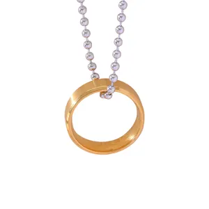Moderner Minimalistischer Legierung Ring Anhänger Halskette Unisex Polierte Metall Kugelkette Stressabbau Modeschmuck Zubehör
