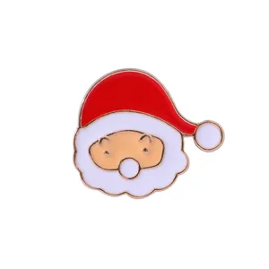 Spilla carina di Babbo Natale in smalto metallico con cappello rosso e barba bianca