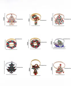 Detailed size and weight specs for various rhinestone Christmas tree napkin rings