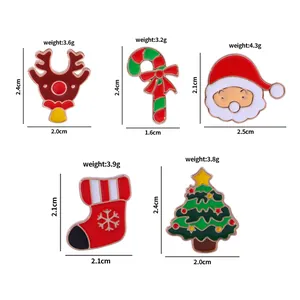 Set di spille smaltate natalizie con renna e Babbo Natale con dimensioni del prodotto