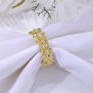 Elegant Sunflower Alloy Napkin Rings Metal Enamel Floral Napkin Buckles For Wedding Banquet Table Decoration Gold Silver
