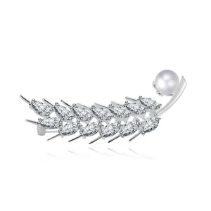 Boucle d'oreille grimpante en argent avec oxydes de zirconium et perle blanche