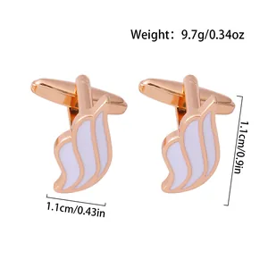 Rose gold wing shaped cufflinks with white enamel inlay for men's formal shirts