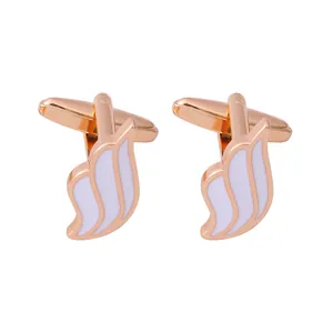 Wings of Liberty rose gold cufflinks with white enamel waves for French shirts