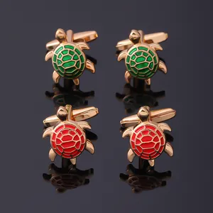 Creative Alloy Enamel Sea Turtle Cufflinks For Men Gold Silver Base Turtle Shape Fashion Suit Shirt Cuff Links Jewelry