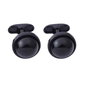 Gemelos de cúpula negros para hombre con acabado redondo pulido y base de metal de lujo