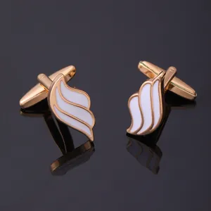 Men's Wings Of Freedom Cufflinks Gold White Enamel Alloy Business Formal Shirt Accessories Gift For Men