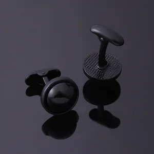 Gemelos Negros Galvanizados de Aleación Geométrica Vintage para Camisas de Vestir Business Banquete Hombres Accesorios Clásicos Franceses Regalo
