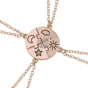 Set di collane con puzzle di sole luna stelle e nuvole per migliori amici in oro