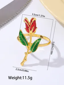 Dimensiones detalladas del servilletero de tulipa roja con una altura de 5,5 cm