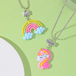 Collares de la amistad con unicornio y arcoíris y colgantes Best Friends para niñas