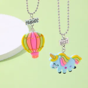 Set de collares de amistad con unicornio colorido y globo para niñas