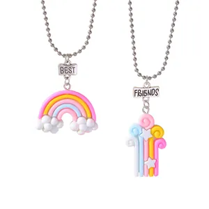Collares Best Friends coloridos con dijes de arcoíris y unicornio para niños y adolescentes